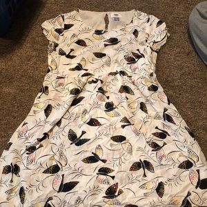 Bird printed white dress